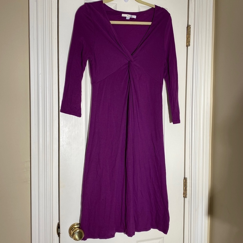 BODEN Sz 8 Tencel Lyocell  Jersey V -Neck  Long Sleeve Dress Purple